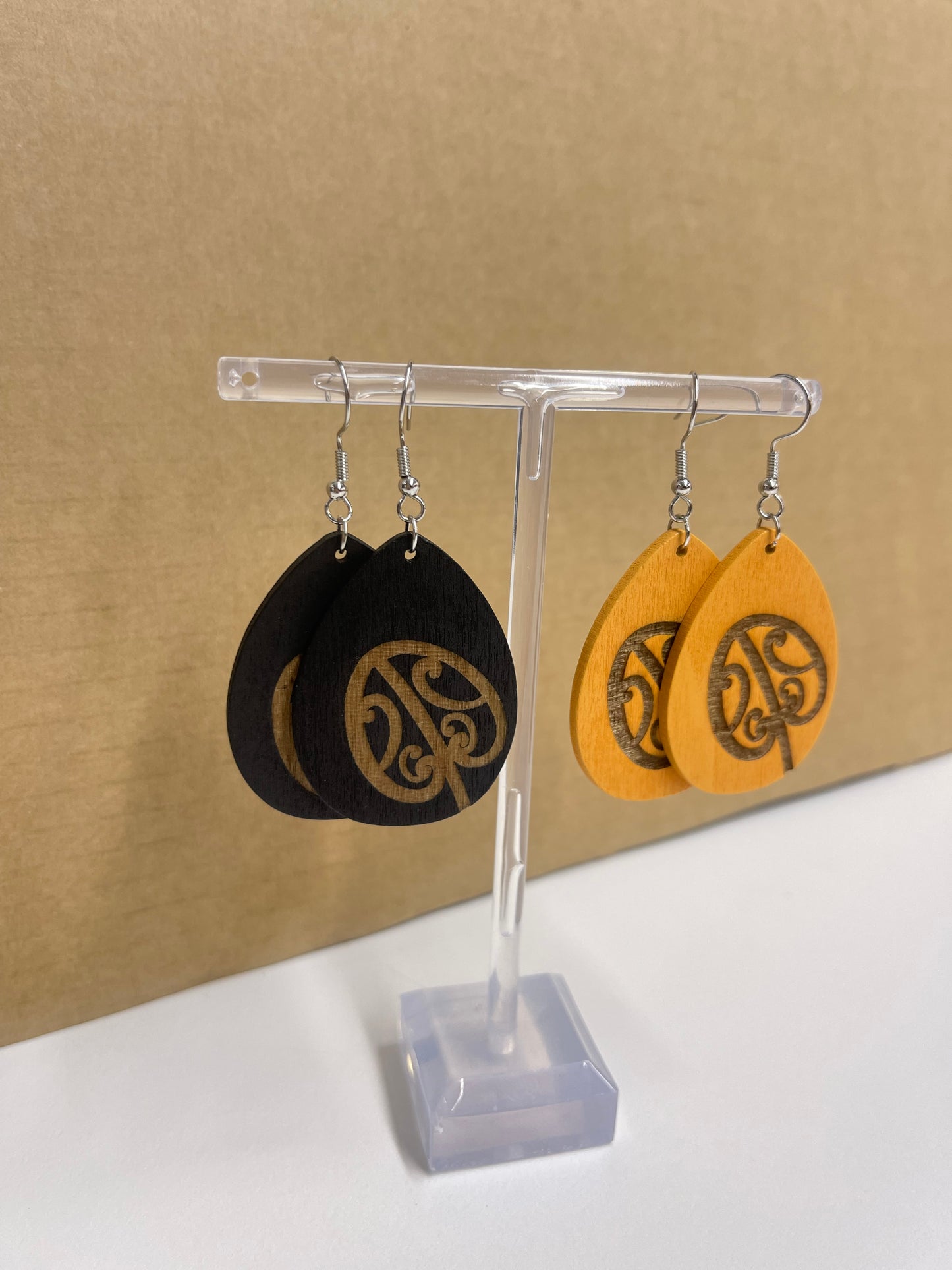 Timber Mangopare Earrings 32x45mm