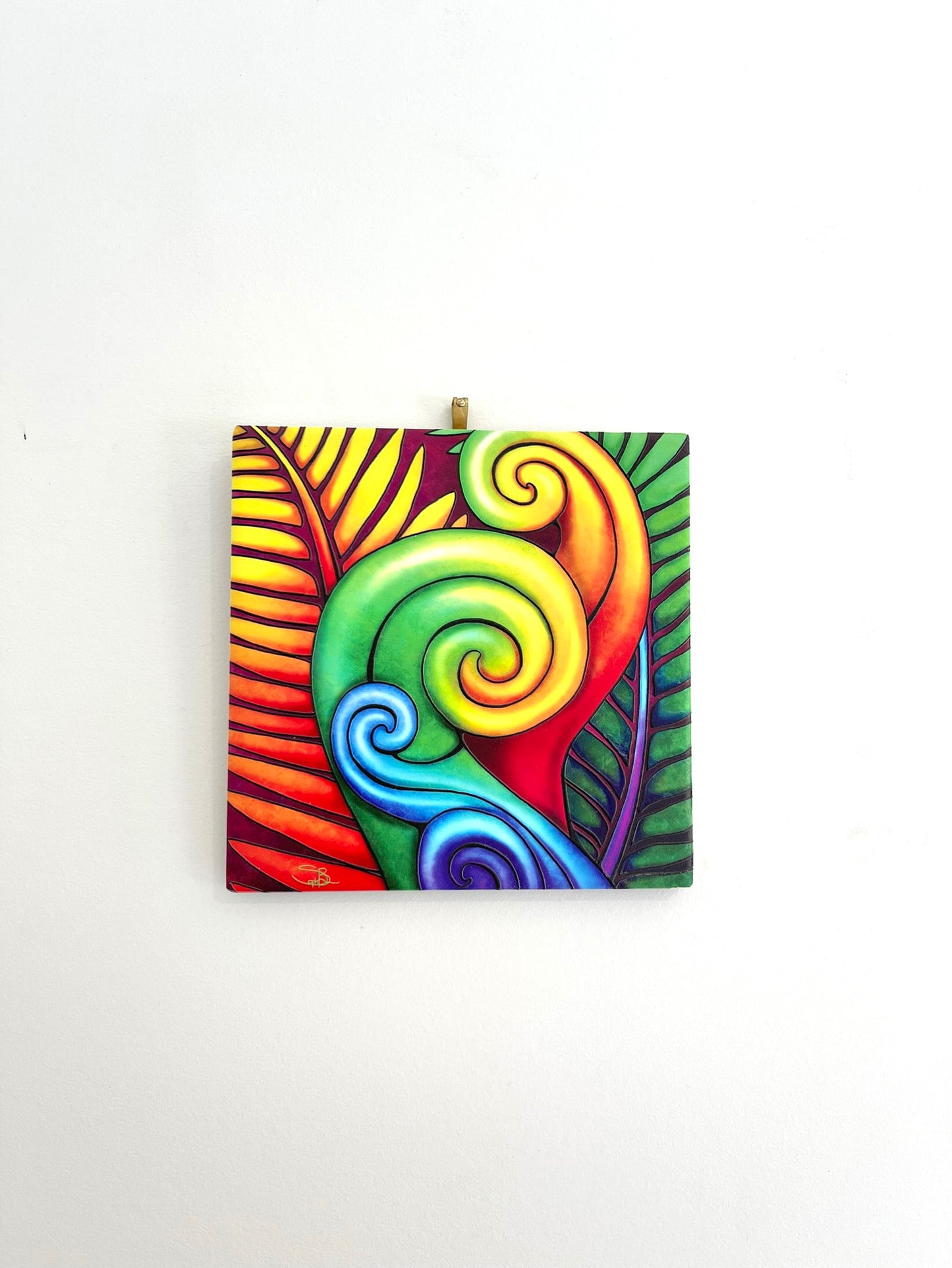 Square Tile (3D) - Bright Koru