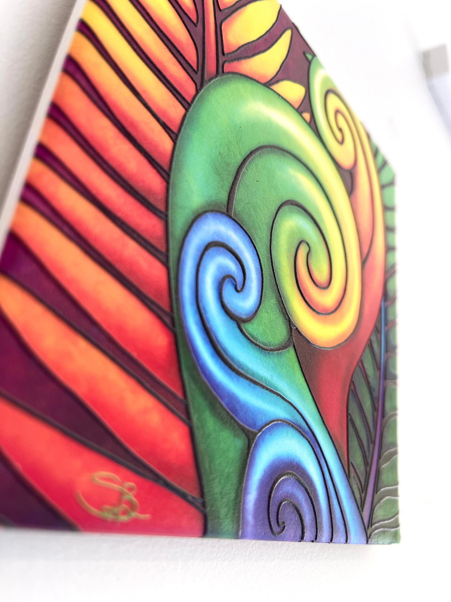 Square Tile (3D) - Bright Koru