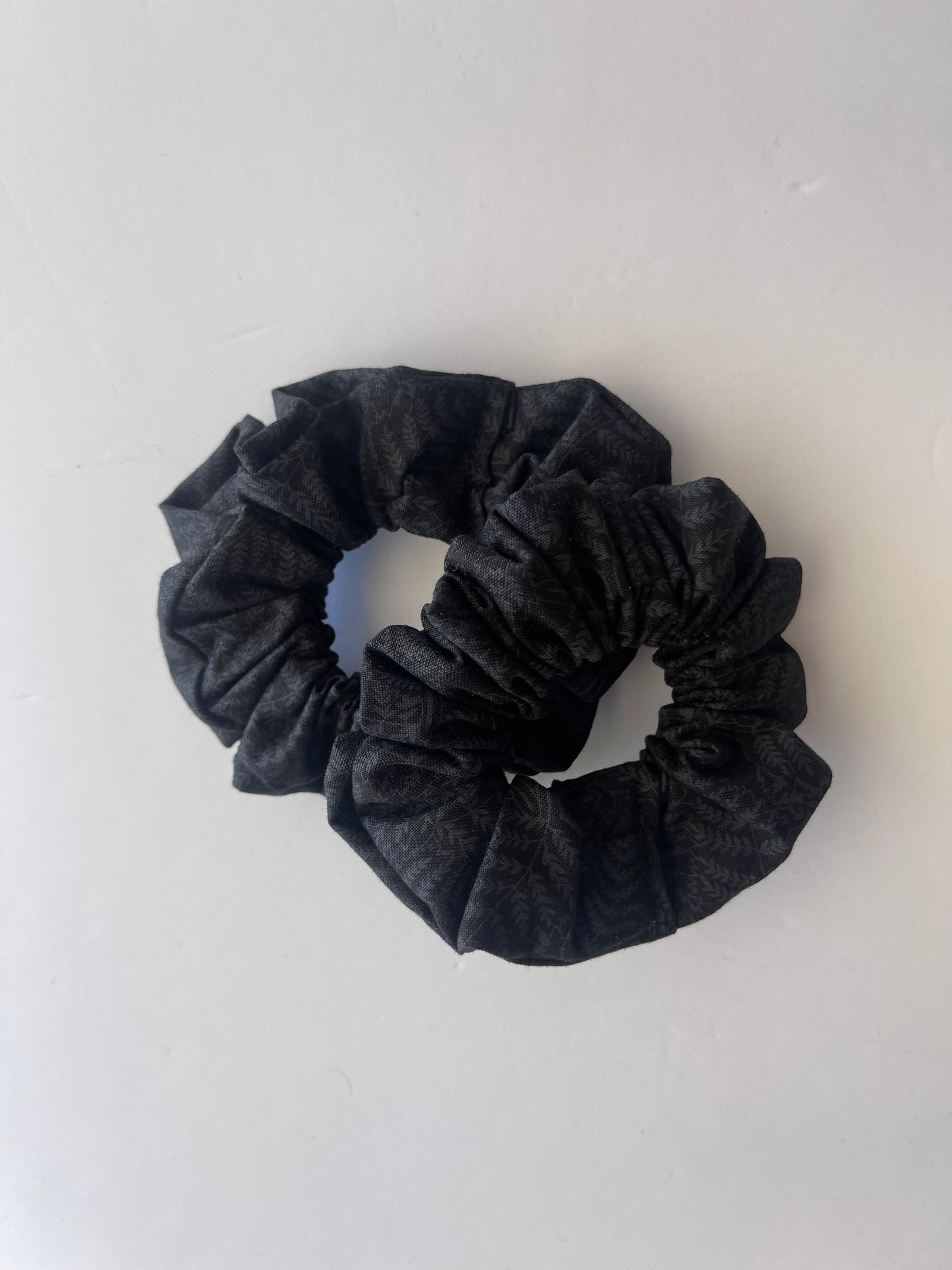 Black with Silver Fern Scrunchies