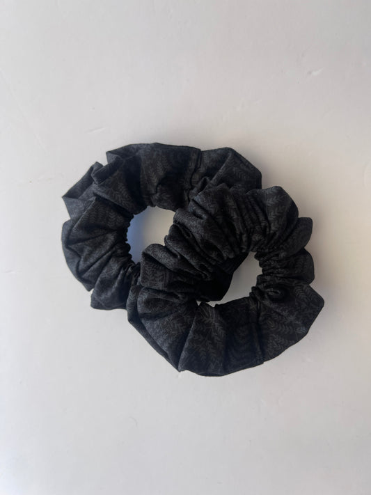 Black with Silver Fern Scrunchies