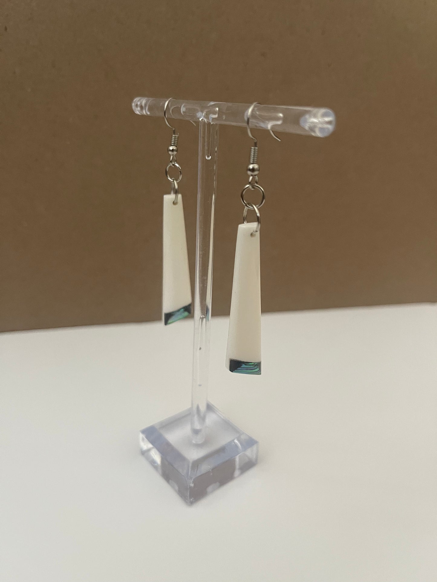 Bone Drop Earrings with Paua Ends