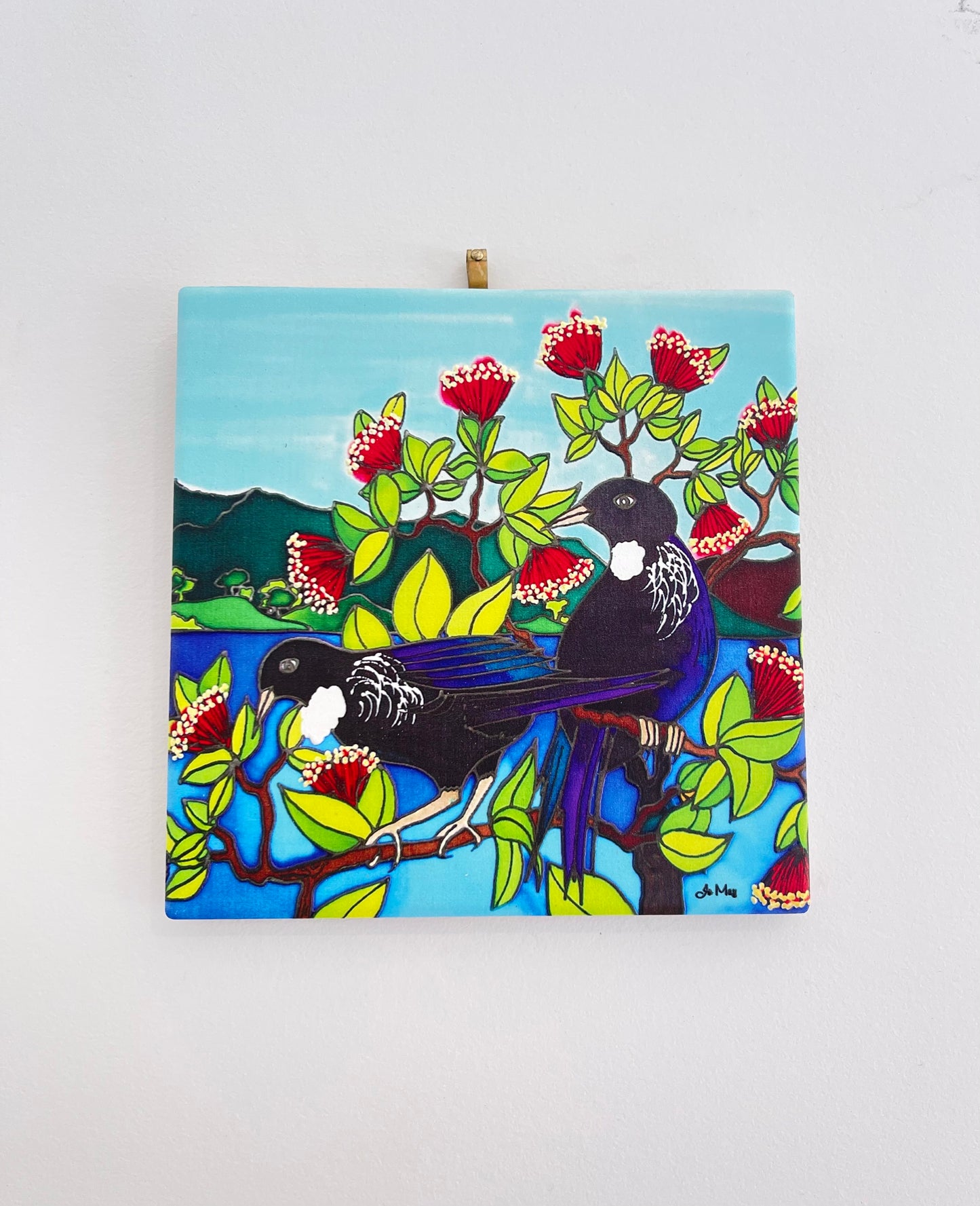 Square Tile (3D) - Tūī Pohutakawa