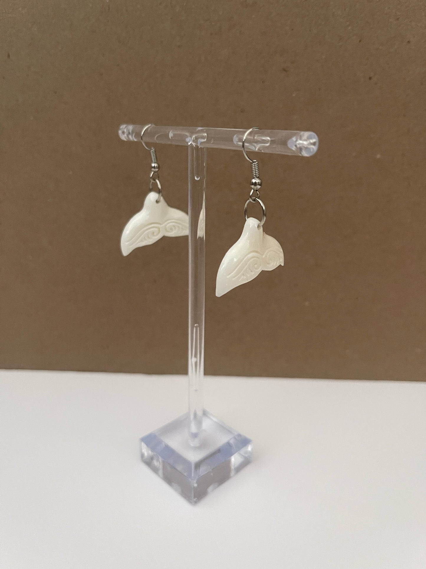 Bone Whale Tail Earrings