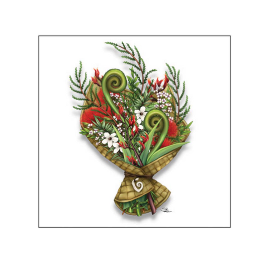 Square Tile (3D) - Harakeke Flowers