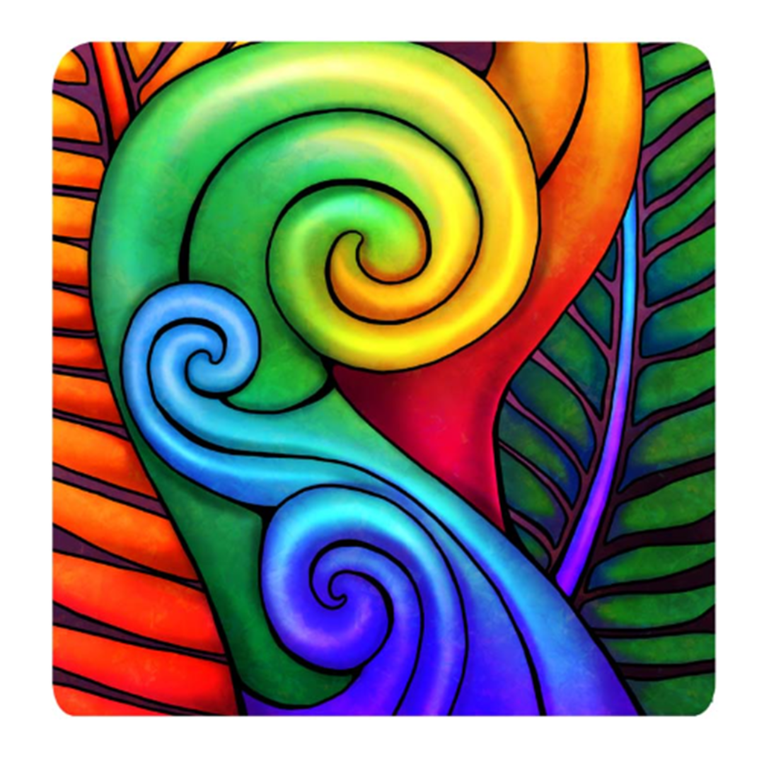 Square Tile (3D) - Bright Koru