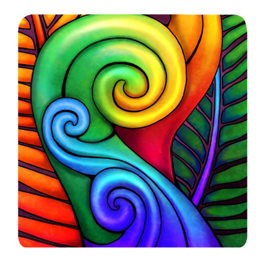 Square Tile (3D) - Bright Koru