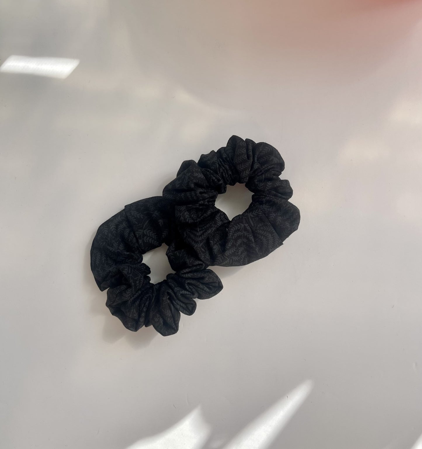 Black with Silver Fern Scrunchies