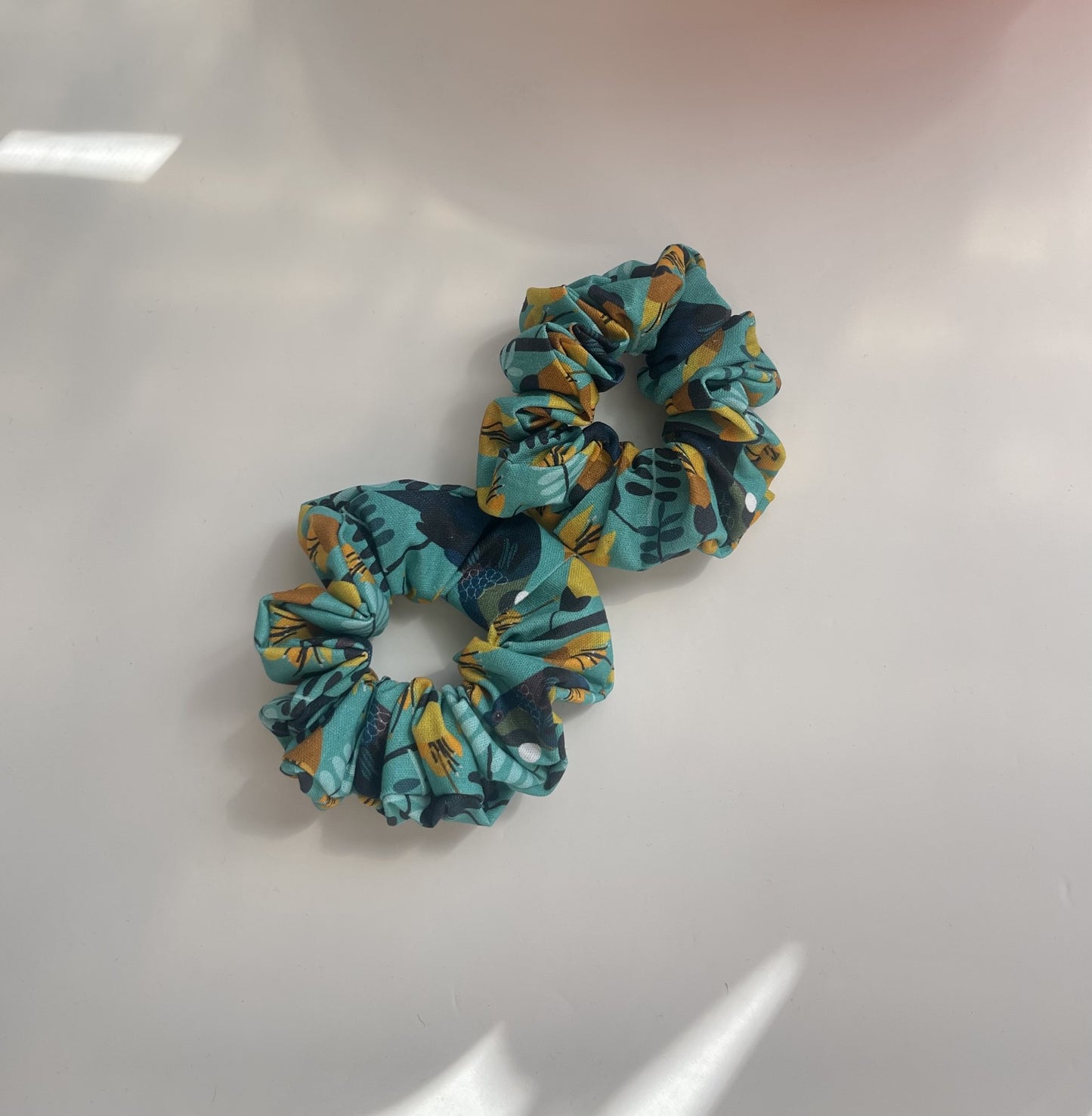 Kowhai and Tūī Scrunchies