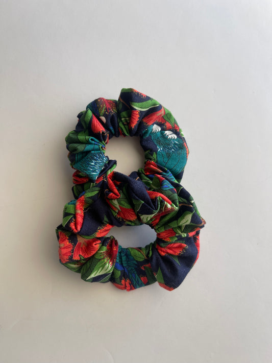 Pohutakawa and Tūī Scrunchies