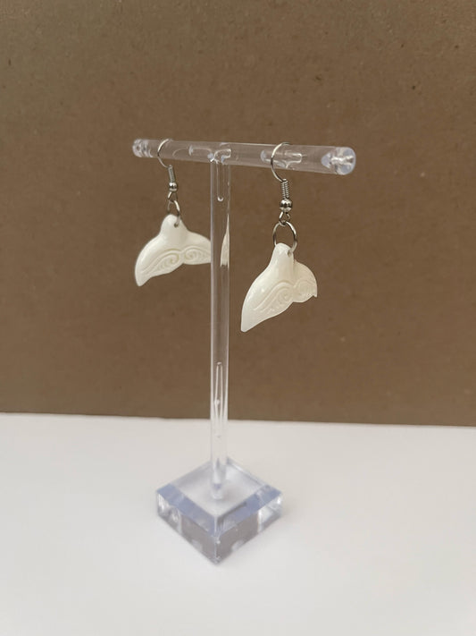 Bone Whale Tail Earrings